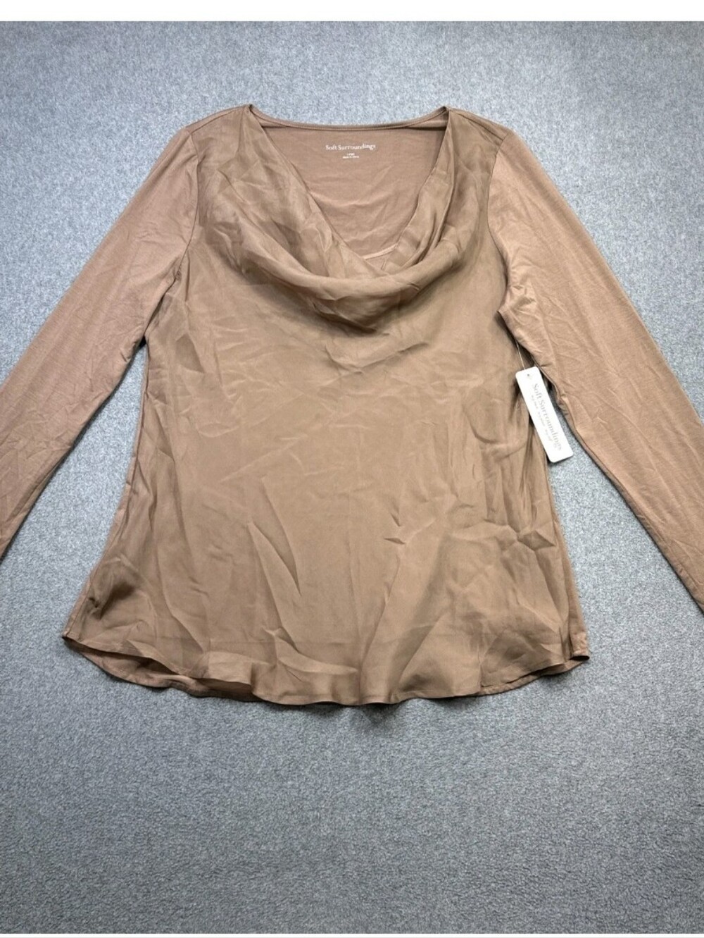 Soft Surroundings Nikkita Silk Blend Cowl Neck Long Sleeve Top NWT